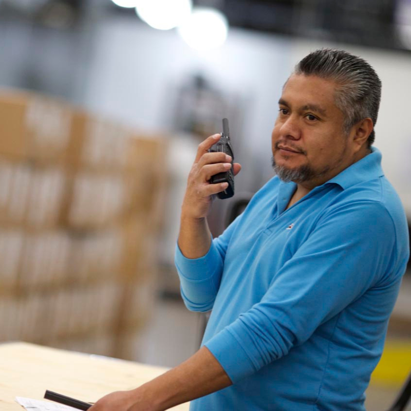 Man using the Motorola DP2400e