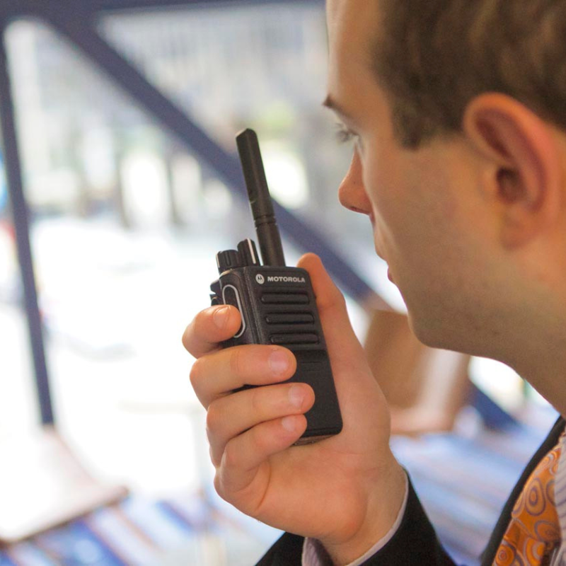 Man using the Motorola DP3441e
