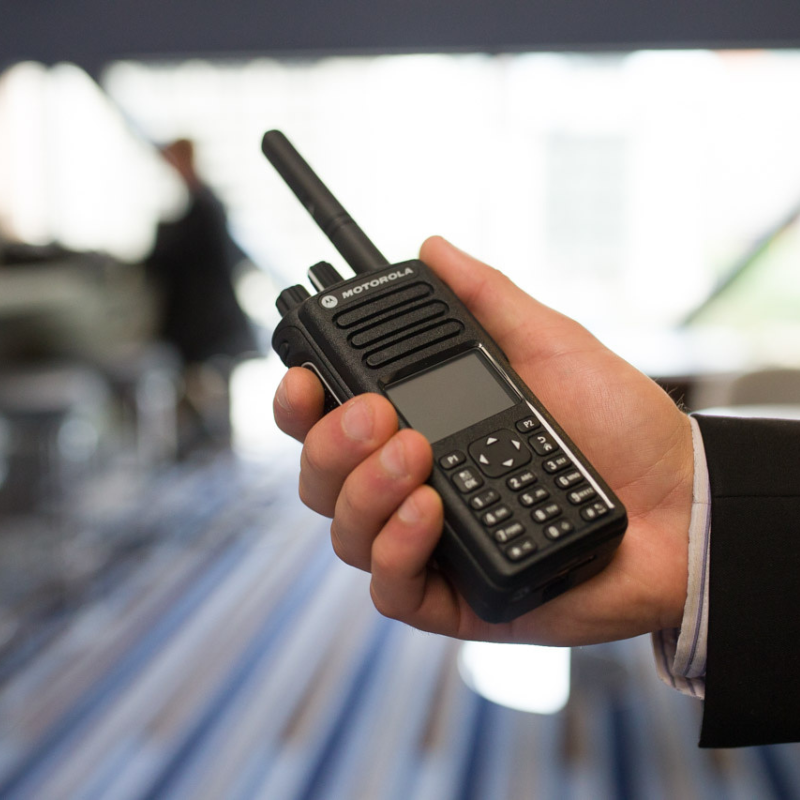 Man using the Motorola DP4801e