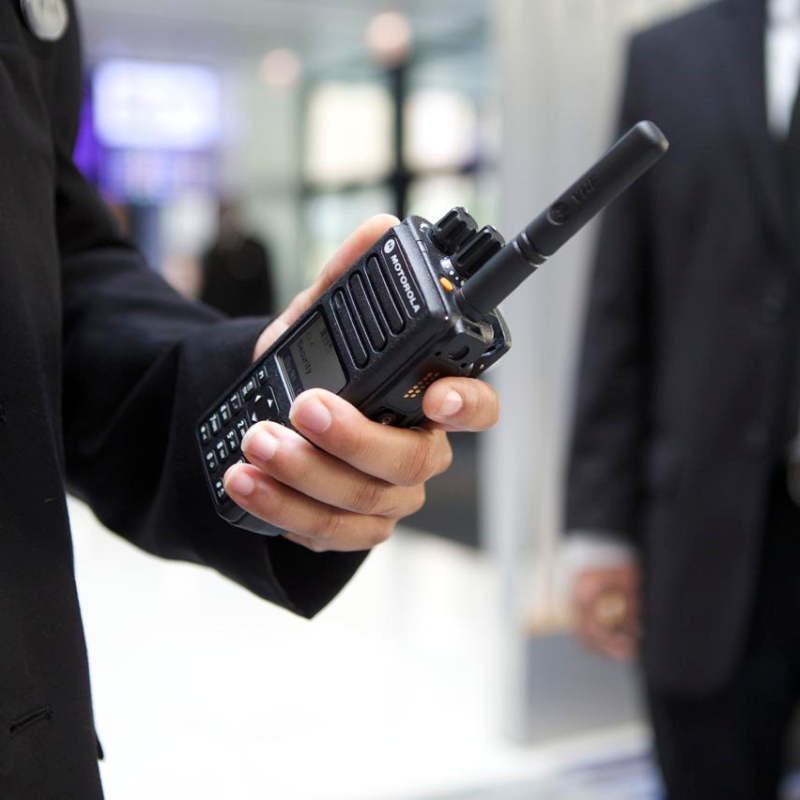Man using the Motorola DP4801e