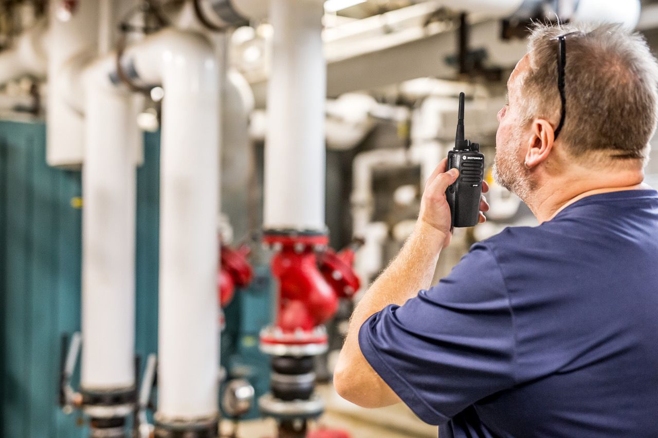 Man using the Motorola DP1400