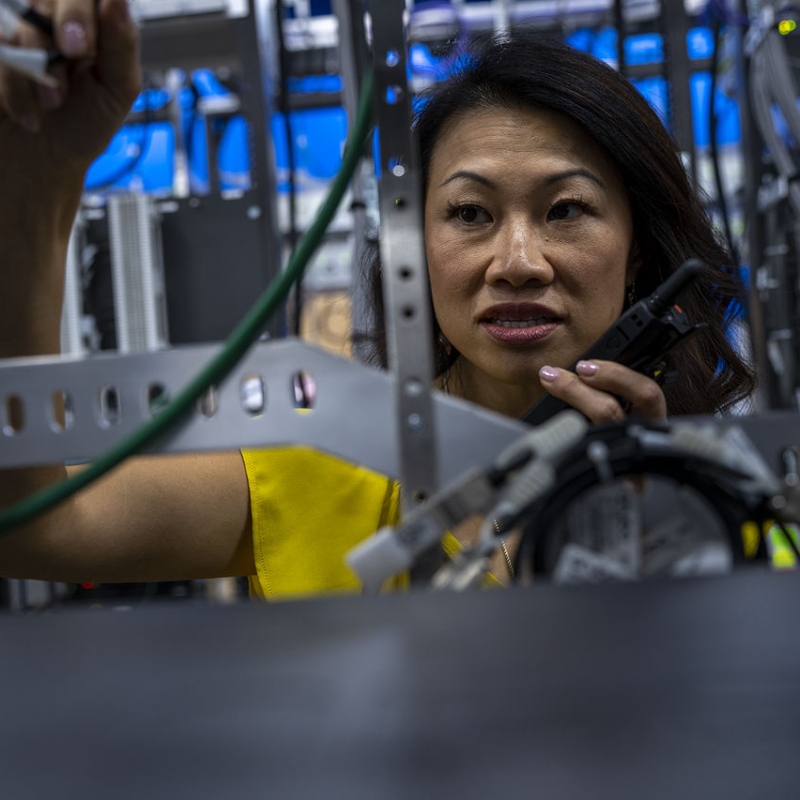 A woman using the TLK100