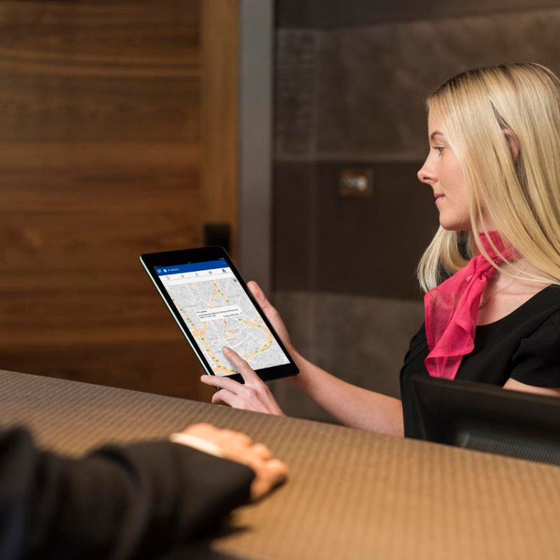 Woman using the Motorola wave app on a tablet