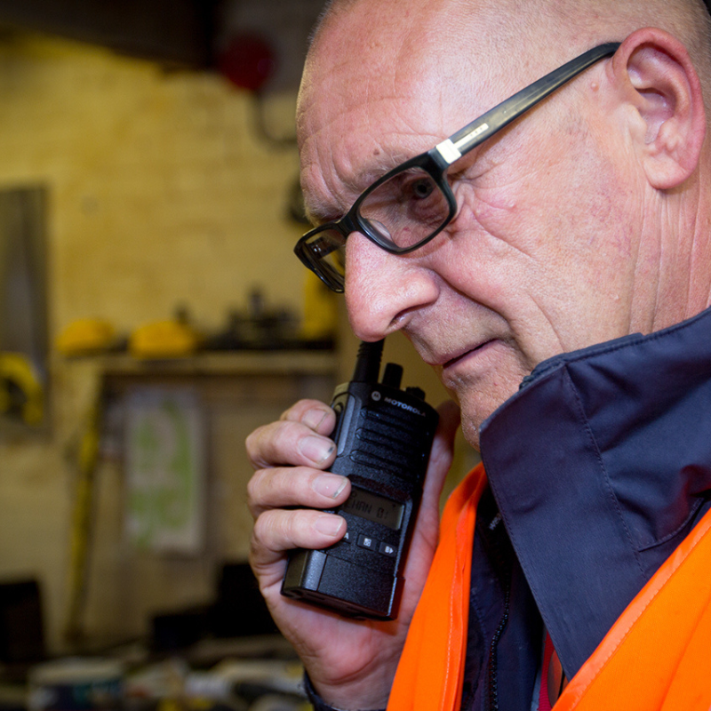 A man using the Motorola XT460