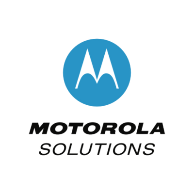 Motorola Solutions logo with blue circle and white 'M' on a white background